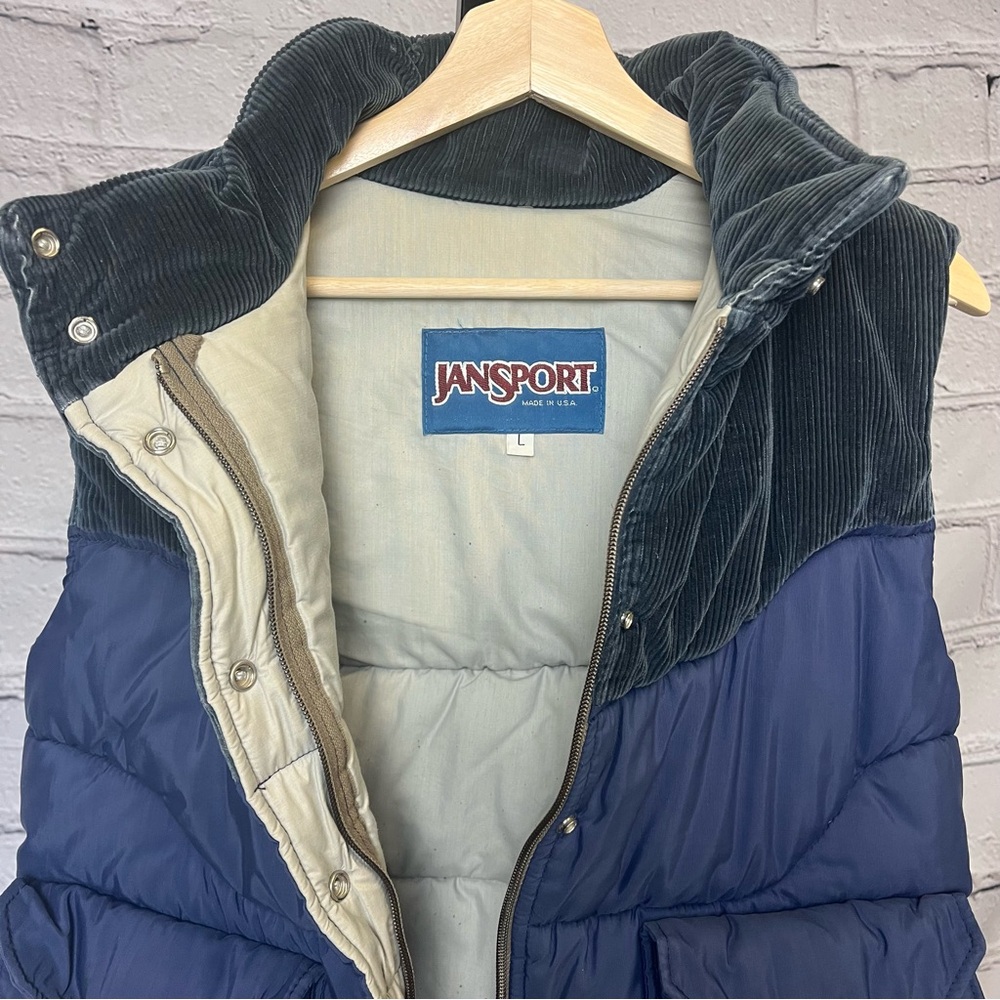 Vintage JanSport Blue Puffer Vest with Quilted Design